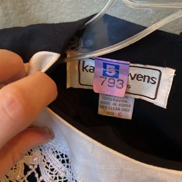 Vintage Karin Stevens Embroidered, Beaded & Laced Black Maxi Dress, 6 Petite - Picture 9 of 9